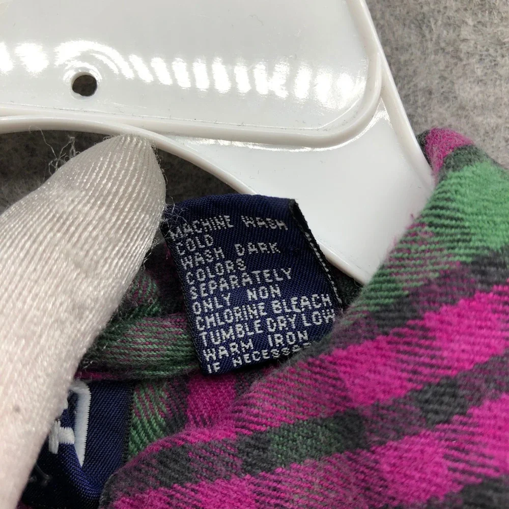 Vintage 90s Gap Girls‎ 3T Plaid Flannel Dress Purple Green Long Sleeve Collared